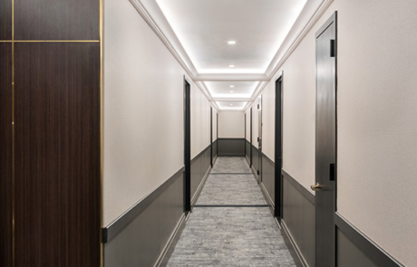 Refined hallway material and pattern scheme