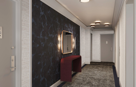 Pattern and color direction for a hallway
